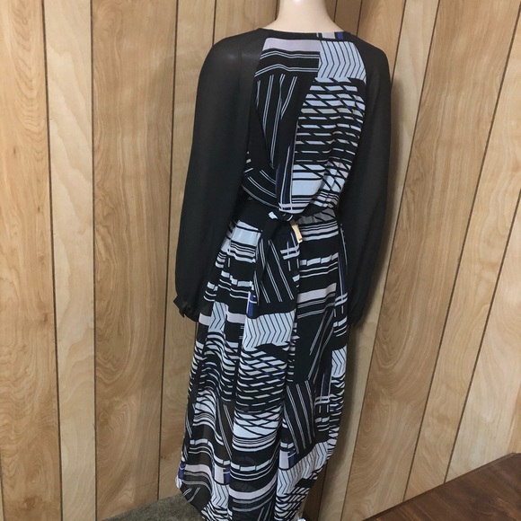 Geometric Print Chiffon High Low Dress - Picture 2 of 4